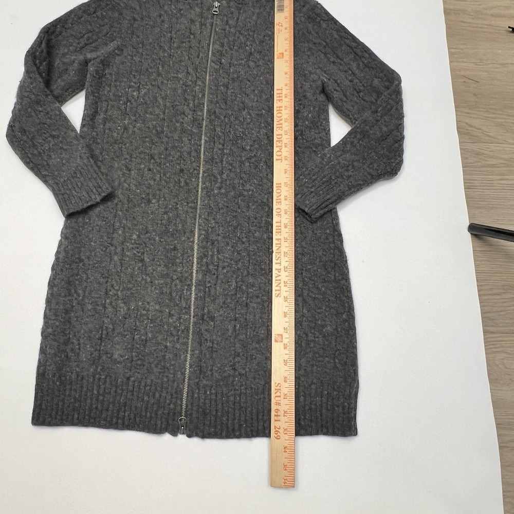 Vtg Y2K Old Navy Cable Knit Sweater Dress Wool Blend Grey Hooded Full Zip XL - Picture 7 of 10